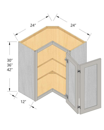 Arbris: W x 24 in. H x 30-36 D x 12 in. | Pie Cut Wall Corner Cabinet | Ready-to-Assemble