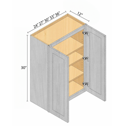 Arbris: W x 24-36 in. D x 12 in. | 30 in. Two Door Wall Cabinet | Ready-to-Assemble