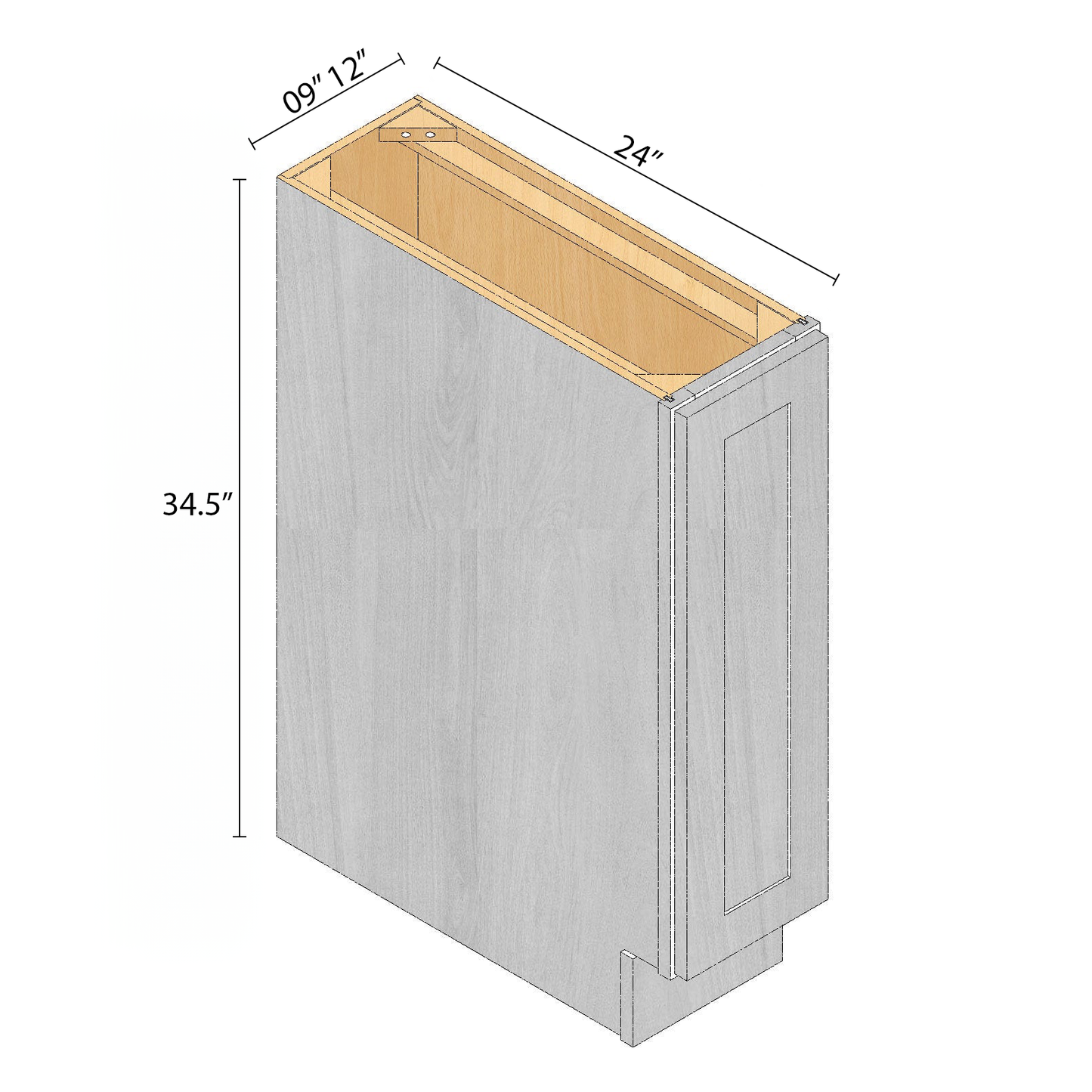 Arbris: W x 09-12 in. H x 34.5 in D x 24 in. | Full Door Base Cabinet | Ready-to-Assemble